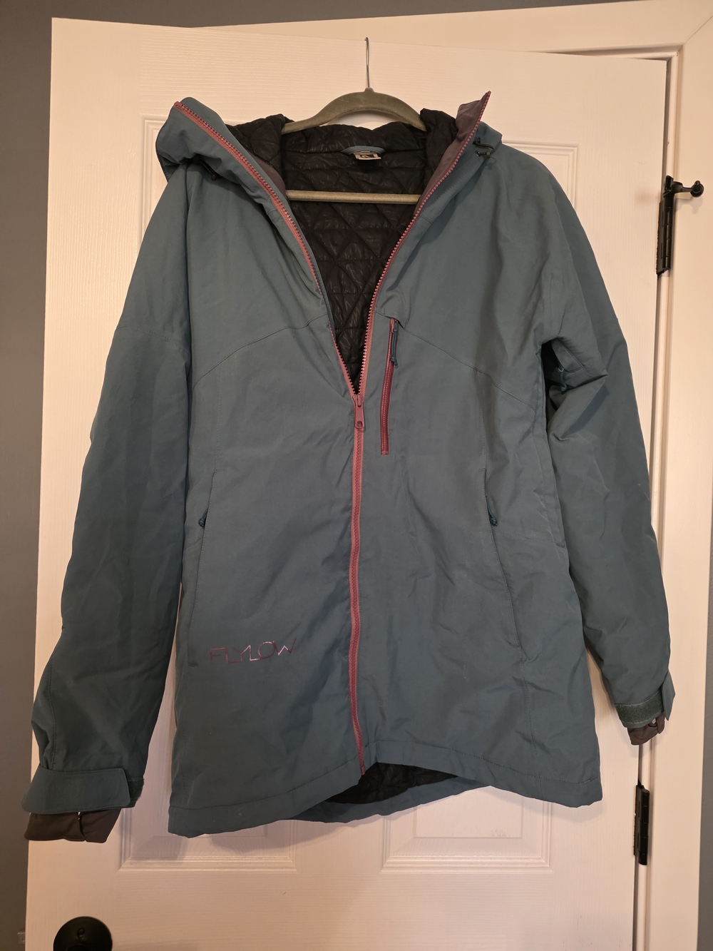 Blue Women's Outdoor Jacket with Purple Zipper